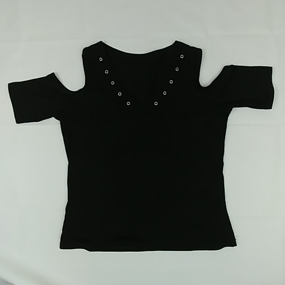 Black Cold Shoulder Summer Cotton Top M